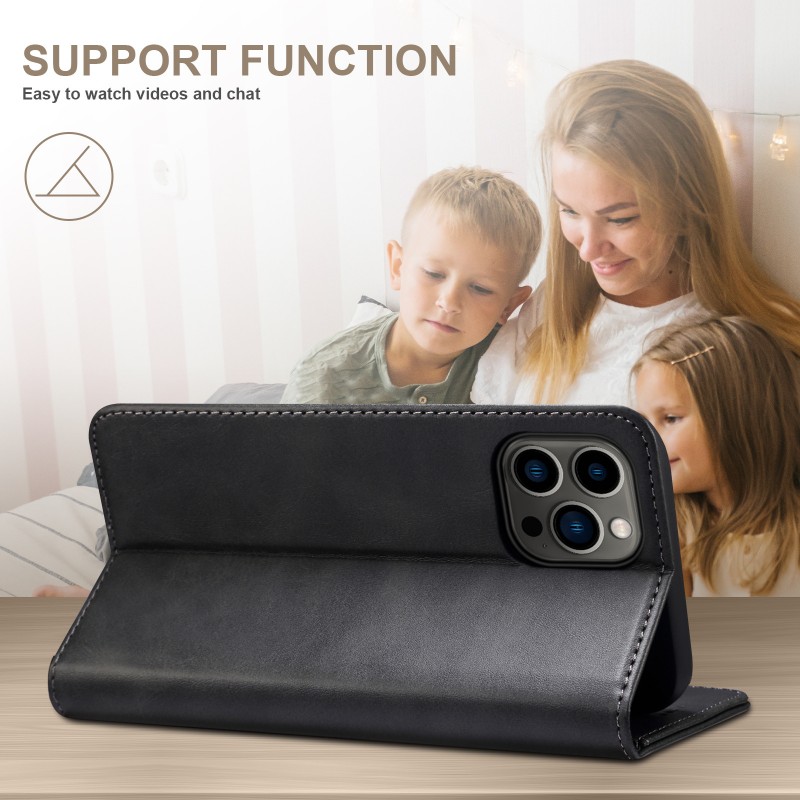 Flip Cover Case with Built-in Stand and Magnetic Closure, crafted from high-quality leather